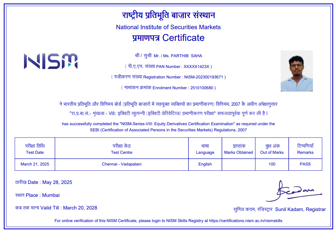 NISM-Series-VIII_ Equity Derivatives Certification Examination Certificate